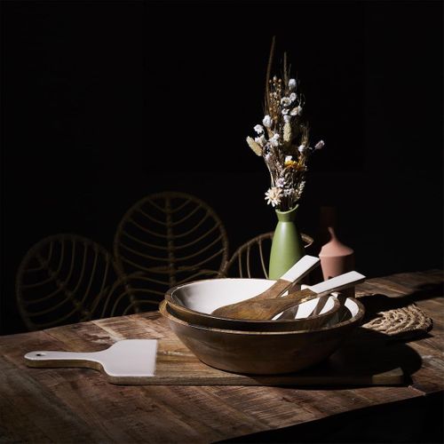 Saladier En Bois De Manguier Uni Beige (ø28 cm) - Mango