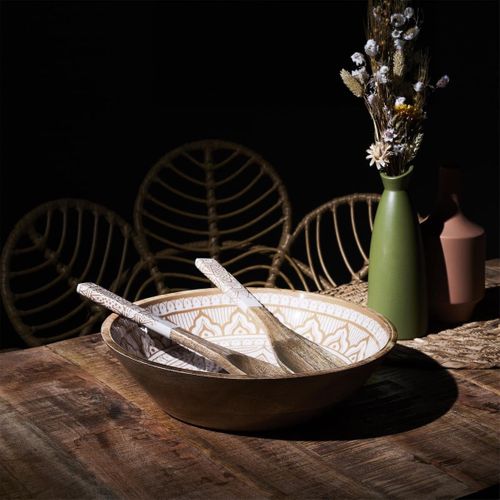 Saladier En Bois De Manguier Avec Motif Mandala Brun (ø33cm) - Mango