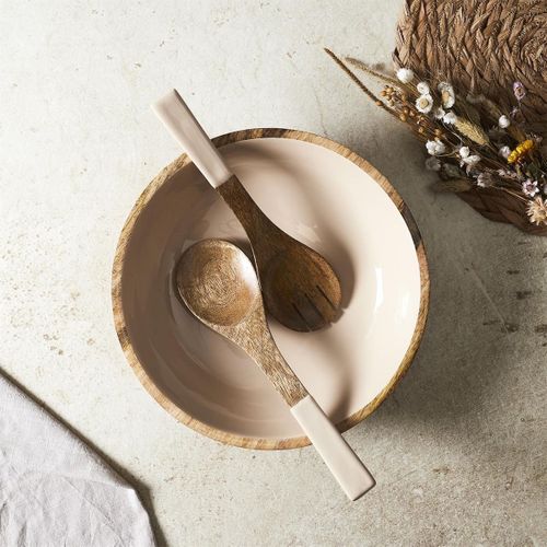 Saladier En Bois De Manguier Uni Beige (ø33 cm) - Mango