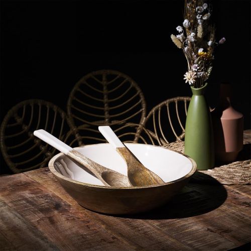 Saladier En Bois De Manguier Uni Beige (ø33 cm) - Mango