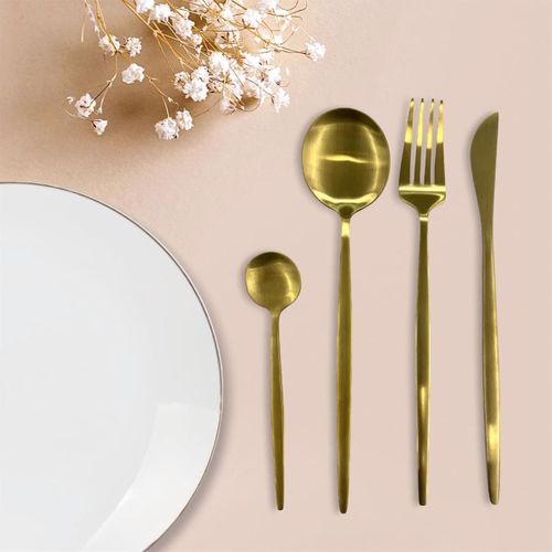 Ménagère 24 Pièces En Inox Coloris Doré -