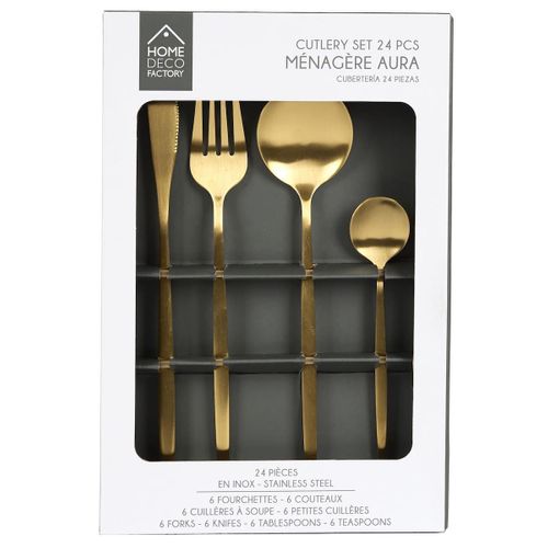 Ménagère 24 Pièces En Inox Coloris Doré -