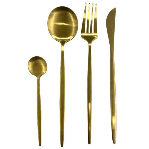 Ménagère 24 Pièces En Inox Coloris Doré -