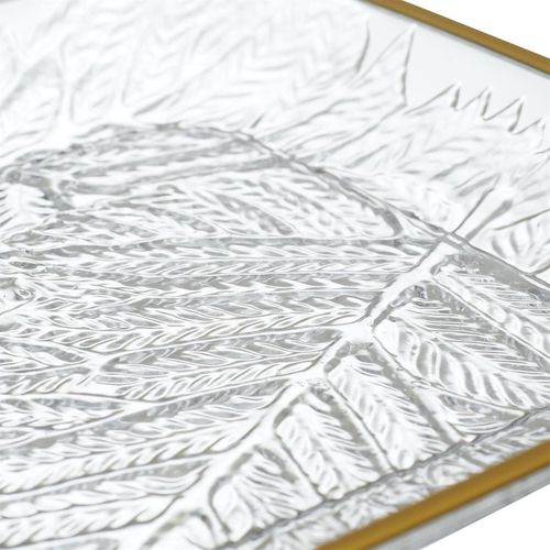 Set De 2 Plats De Service En Plastique Transparent Motif Feuilles Avec Contour Doré (l34 cm) -