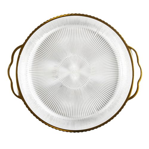 Set De 2 Plats Rond En Plastique Transparent Texturé Avec Contour Doré (l38,5 cm) -