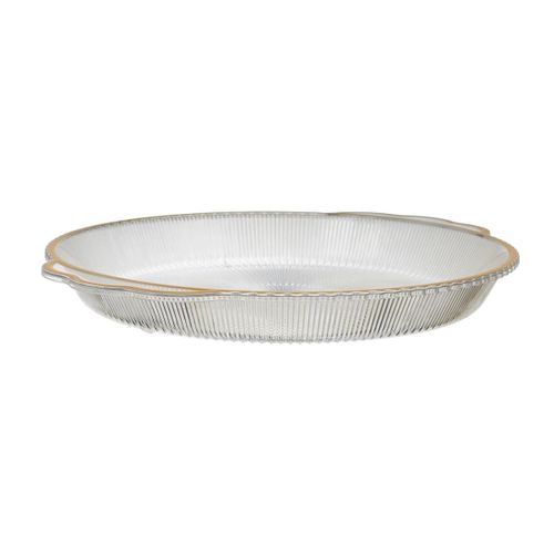 Set De 2 Plats Rond En Plastique Transparent Texturé Avec Contour Doré (l38,5 cm) -