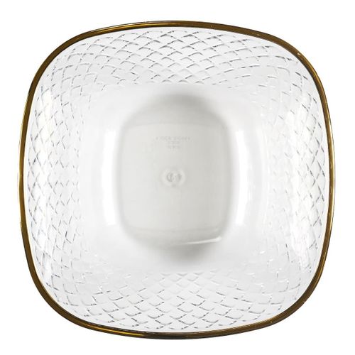 Set De 2 Saladiers En Plastique Transparent En Nid D'abeille Avec Contour Doré (300cl) -