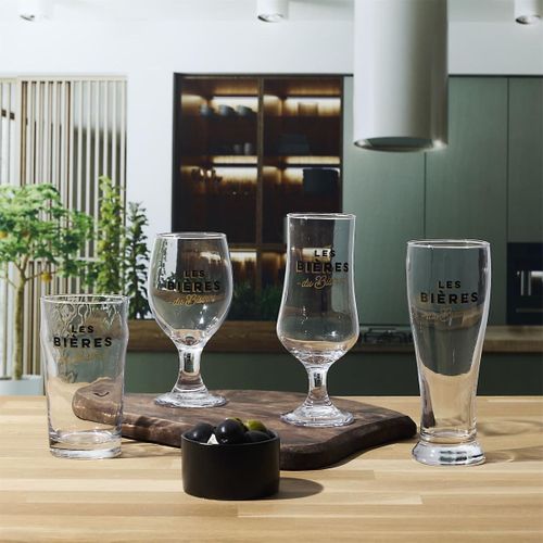 Coffret De 4 Verres à Bière En Verre Style Bistrot -