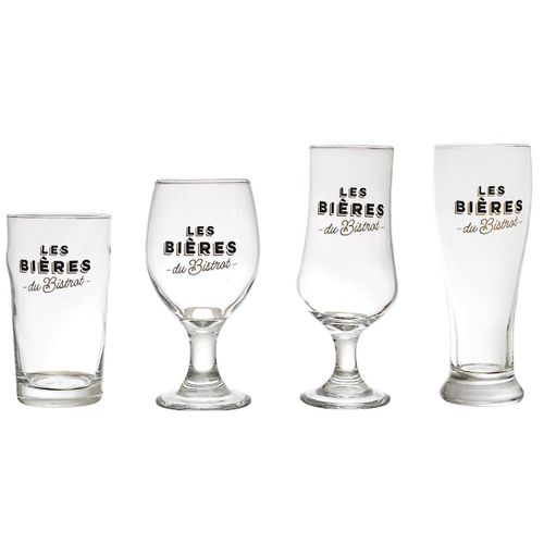Coffret De 4 Verres à Bière En Verre Style Bistrot -