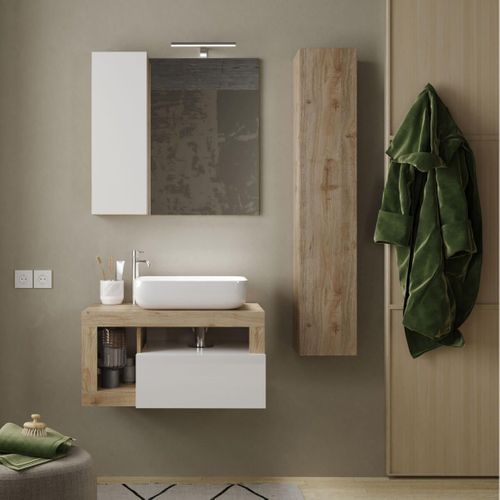 Colonne Murale Suspendue 1 Porte Aspect Bois Finition Cadiz - Arturo