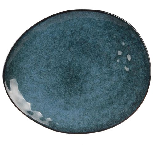 Set De 6 Assiettes Plates Galet En Céramique Au Grés Du Temps Bleu (27.5x23cm) - Galet