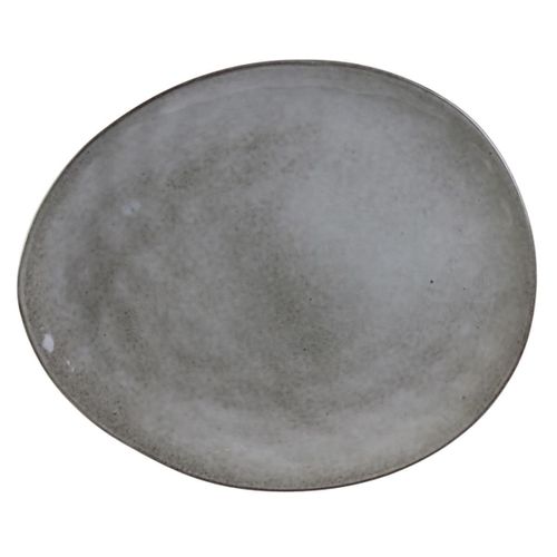 Set De 6 Assiettes Plates Galet En Céramique Au Grés Du Temps Gris (27.5x23cm) - Galet