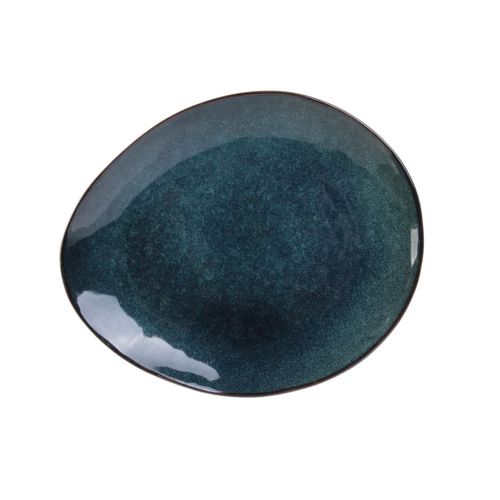 Set De 6 Assiettes à Dessert Galet En Céramique Au Grés Du Temps Bleu (22x18cm) - Galet