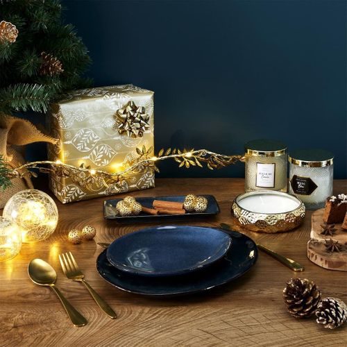 Set De 6 Assiettes à Dessert Galet En Céramique Au Grés Du Temps Bleu (22x18cm) - Galet