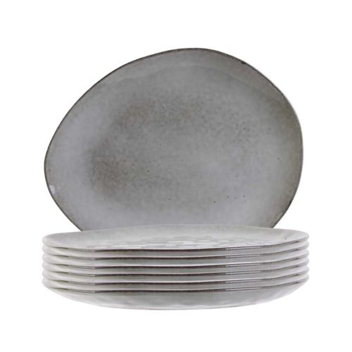Set De 6 Assiettes à Dessert Galet En Céramique Au Grés Du Temps Gris (22x18cm) - Galet