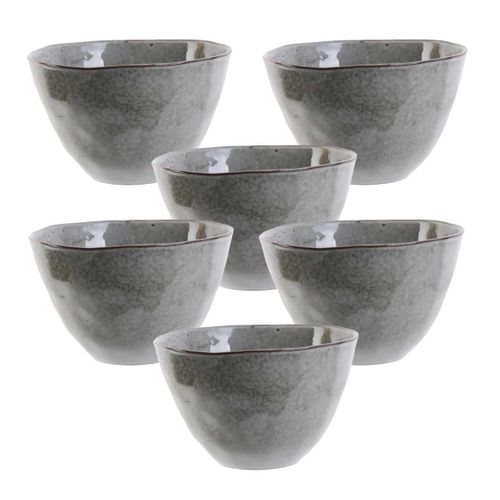 Set De 6 Bols 55cl En Céramique Au Grés Du Temps Gris - Galet