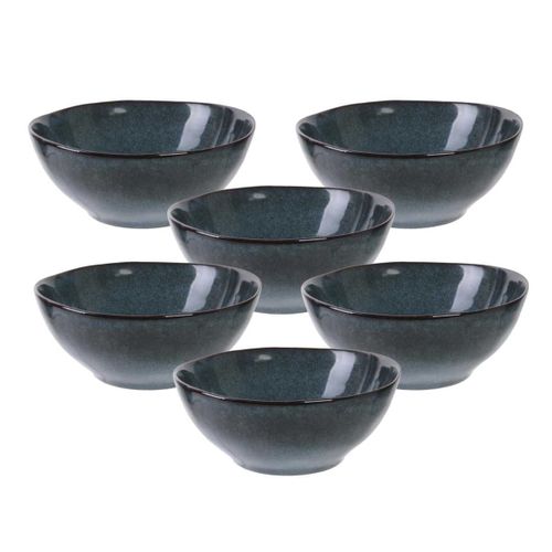 Set De 6 Bols 35cl En Céramique Au Grés Du Temps Bleu - Galet