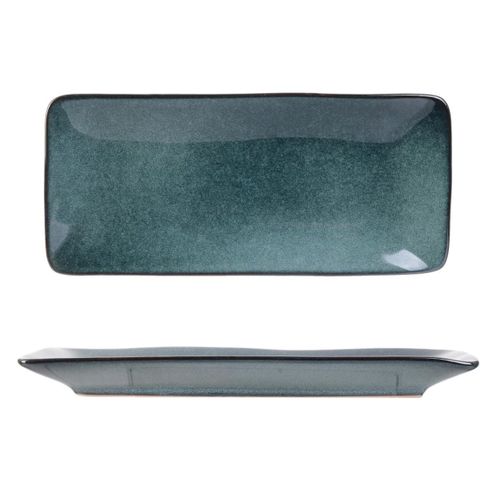 Set De 2 Plats Rectangulaire En Céramique Au Grés Du Temps Bleu (22x10cm) - Galet