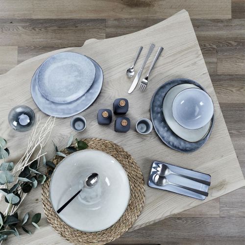 Set De 2 Plats Rectangulaire En Céramique Au Grés Du Temps Gris (22x10cm) - Galet