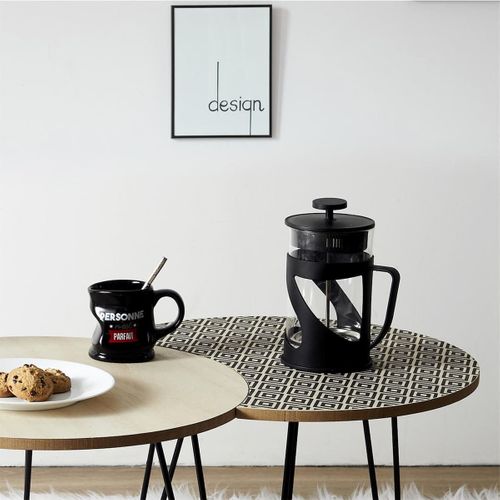 Cafetière à Piston 80cl En Verre Et Plastique Noir Pour 7 Tasses -
