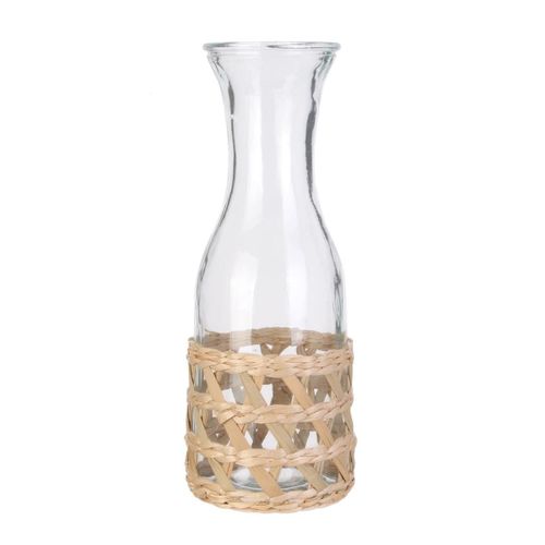 Carafe En Verre 1l Avec Cannage En Bois De Saule -