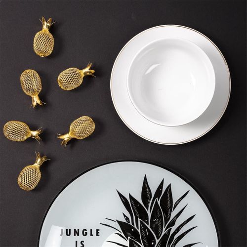 Set De 6 Assiettes Creuses Blanches En Porcelaine Avec Liseré Doré (ø21,5cm) - Aura