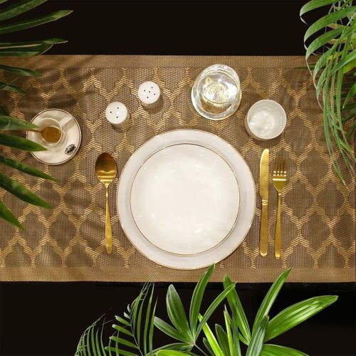 Set De 6 Assiettes Creuses Blanches En Porcelaine Avec Liseré Doré (ø21,5cm) - Aura