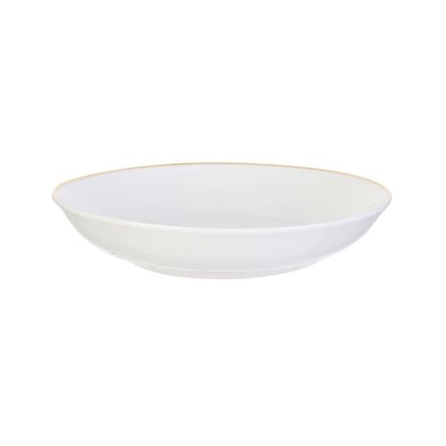 Set De 6 Assiettes Creuses Blanches En Porcelaine Avec Liseré Doré (ø21,5cm) - Aura
