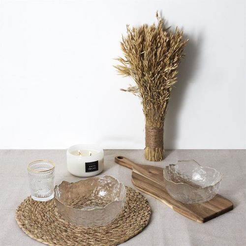 Set De 6 Verres 25cl En Verre Avec Reliefs Géométriques Et Liseré Doré -