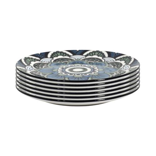 Set De 6 Assiettes à Dessert En Porcelaine Bleu Mandala (ø19cm) - Mandala