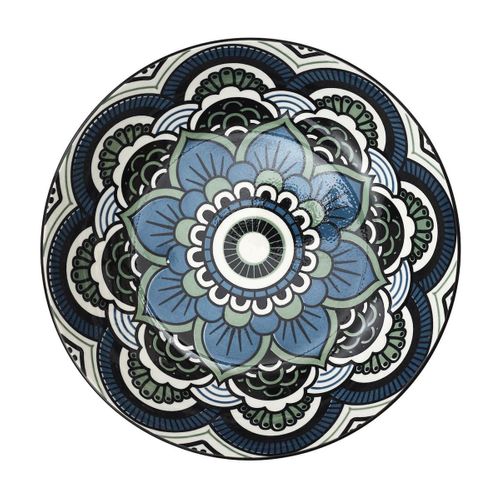 Set De 6 Assiettes Creuses En Porcelaine Bleu Mandala (ø20cm) - Mandala
