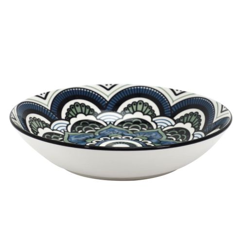 Set De 6 Assiettes Creuses En Porcelaine Bleu Mandala (ø20cm) - Mandala