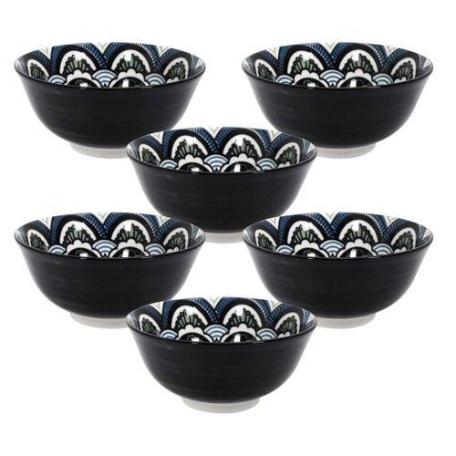 Set De 6 Bols En Porcelaine Bleu Mandala (ø15cm) - Mandala