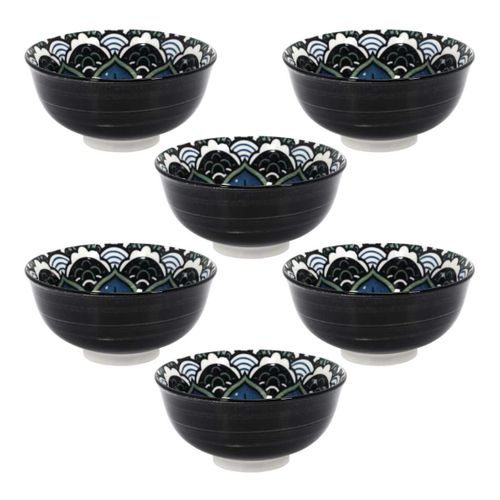 Set De 6 Bols En Porcelaine Bleu Mandala (ø12cm) - Mandala