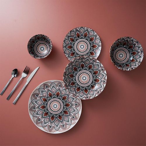 Set De 6 Assiettes à Dessert En Porcelaine Orange Mandala (ø19cm) - Mandala