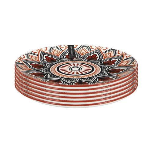 Set De 6 Assiettes à Dessert En Porcelaine Orange Mandala (ø19cm) - Mandala