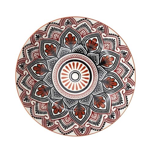 Set De 6 Assiettes Creuses En Porcelaine Orange Mandala (ø20cm) - Mandala