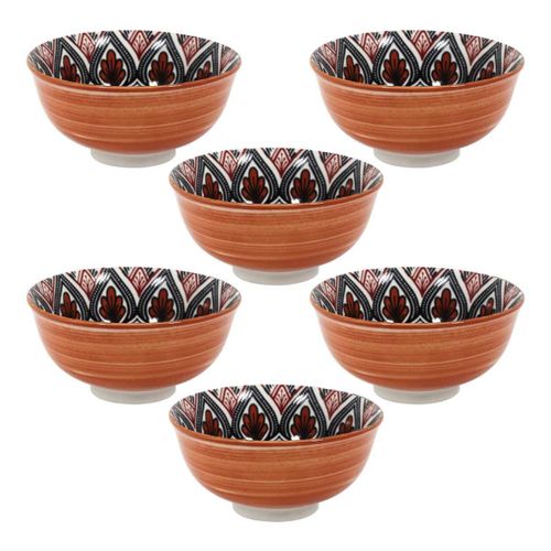 Set De 6 Bols En Porcelaine Orange Mandala (ø12cm) - Mandala