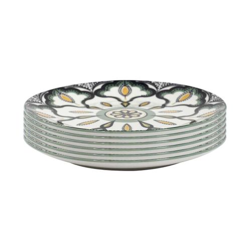 Set De 6 Assiettes à Dessert En Porcelaine Vert Mandala (ø19cm) - Mandala