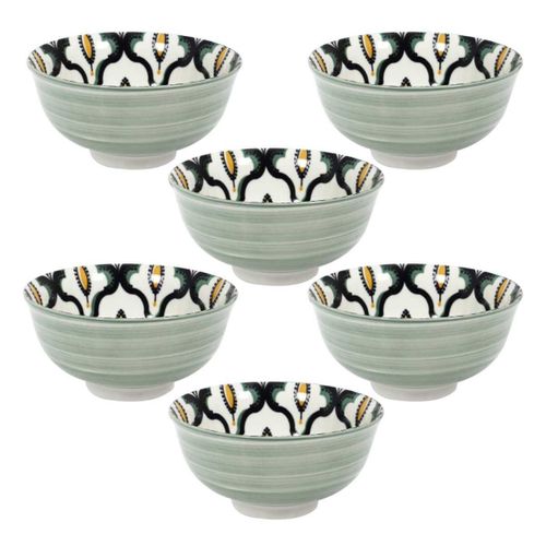 Set De 6 Bols En Porcelaine Vert Mandala (ø12cm) - Mandala