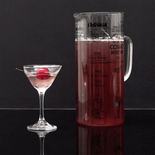 Pichet 2l En Verre Transparent Gradué Avec 6 Recettes De Cocktails Intégrées -