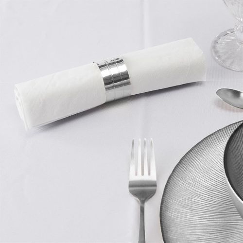 Set De 24 Ronds De Serviette En Métal Argenté -