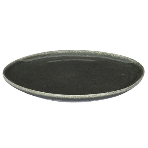 Set De 6 Assiettes Plates En Céramique Au Grés Du Temps Vert (ø27cm) - Maka