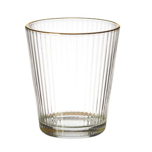 Set De 2 Verres 30cl En Verre Avec Stries Et Liseré Doré -