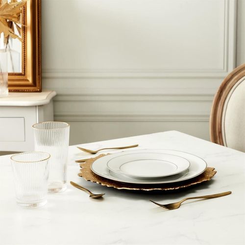 Set De 6 Verres 40cl En Verre Avec Stries Et Liseré Doré -