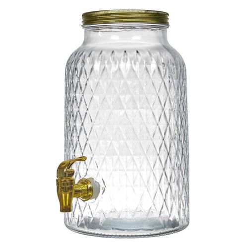 Fontaine à Boisson En Verre 6l Motif Diamant Avec Robinet -