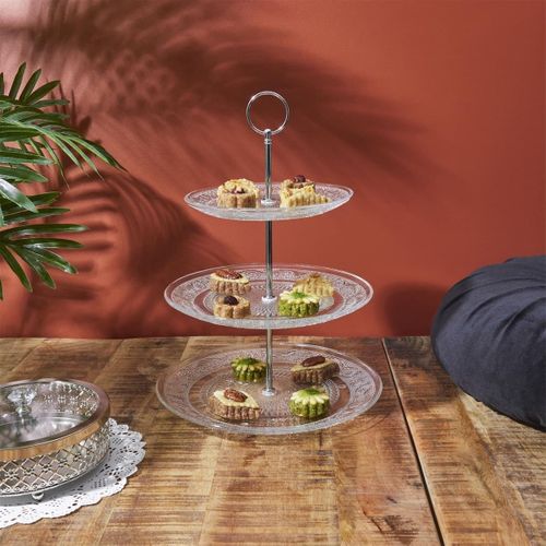 Plateau Décoratif En Verre à 3 Niveaux (ø25, 20 Et 15 Cm) -