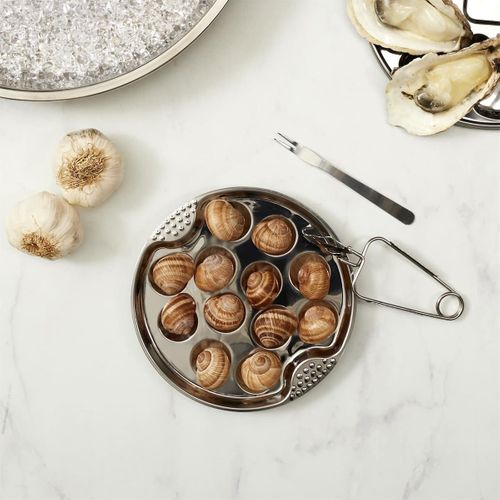 Set De 2 Assiettes à Escargots En Acier Inoxydable Argenté (12 Escargots) -