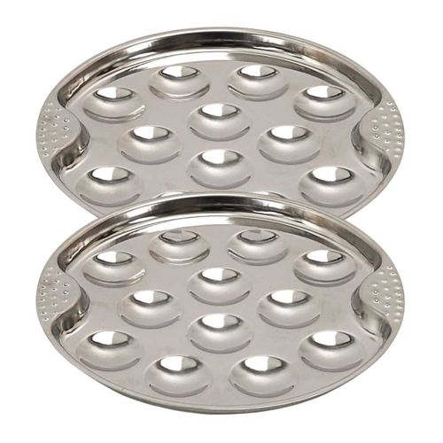 Set De 2 Assiettes à Escargots En Acier Inoxydable Argenté (12 Escargots) -