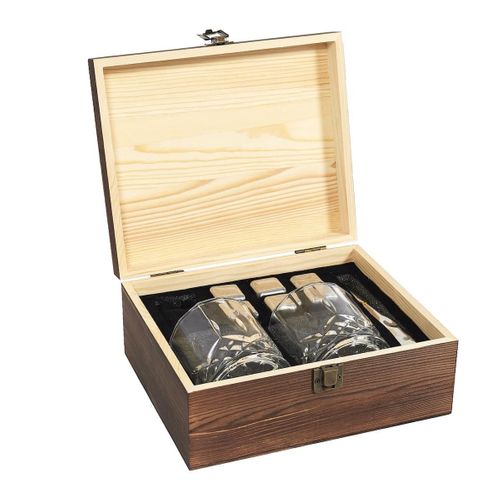 Coffret Whisky 10 Accessoires (2 Verres, Pince De Service, 6 Glaçons Inox) Style Gentleman -